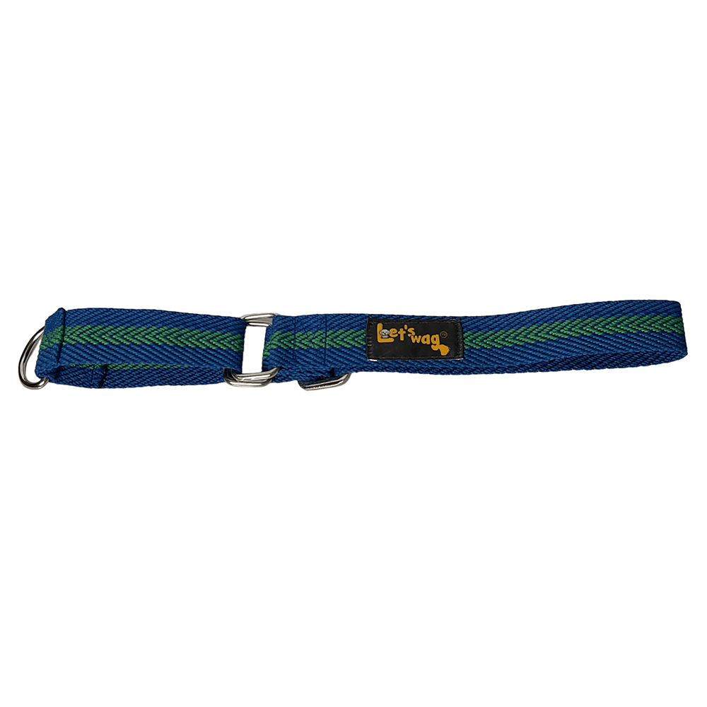 Let's Wag Martingale Fabric Collar – Blue & Dark Green