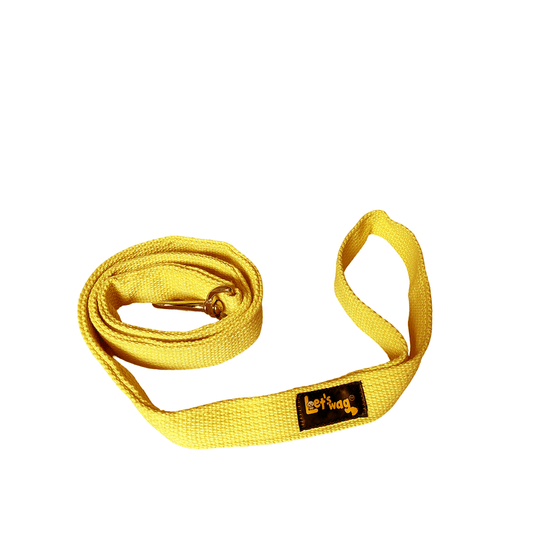 Let's Wag Single Handle Fabric Leash – Yellow