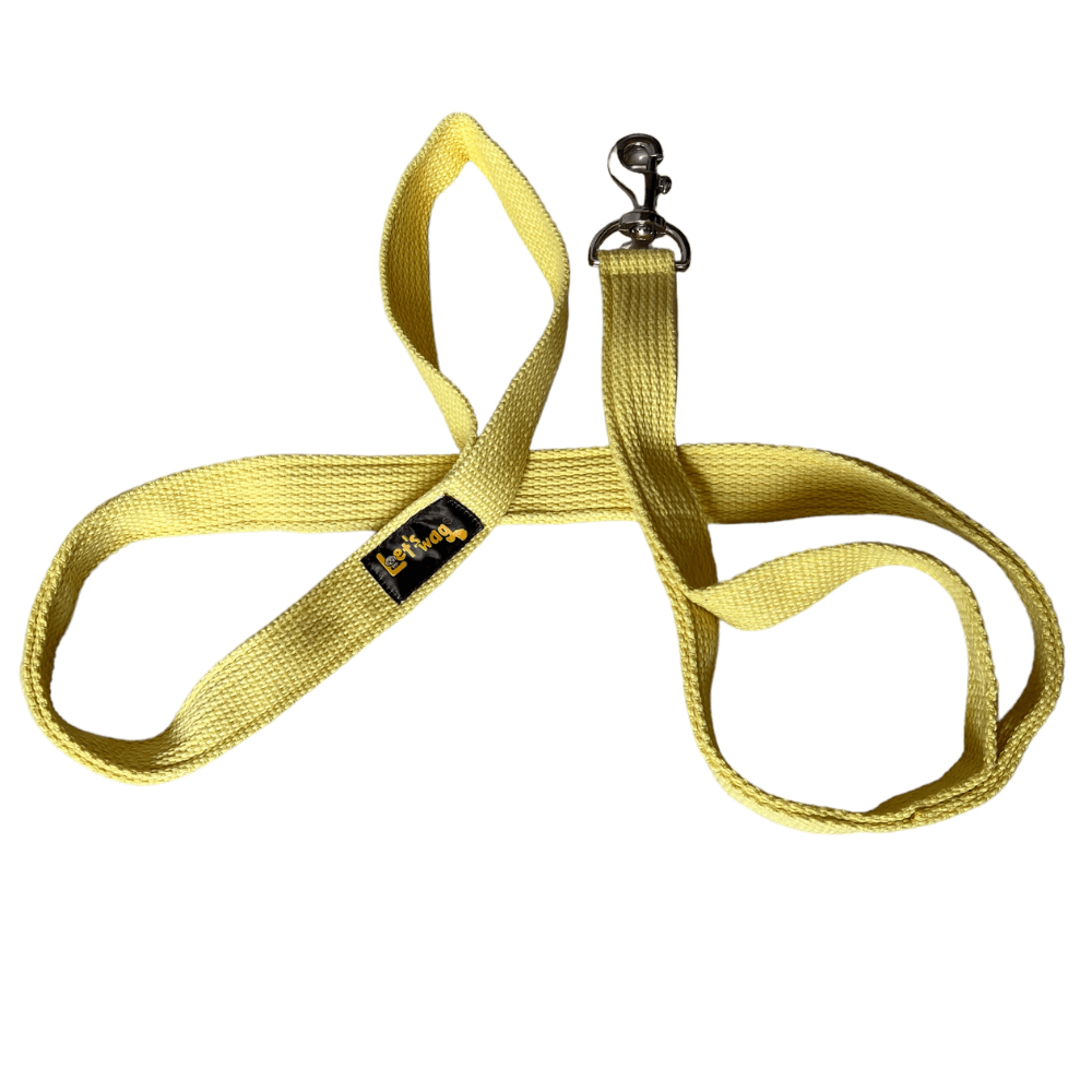 Let's Wag Double Handle Fabric Leash – Yellow