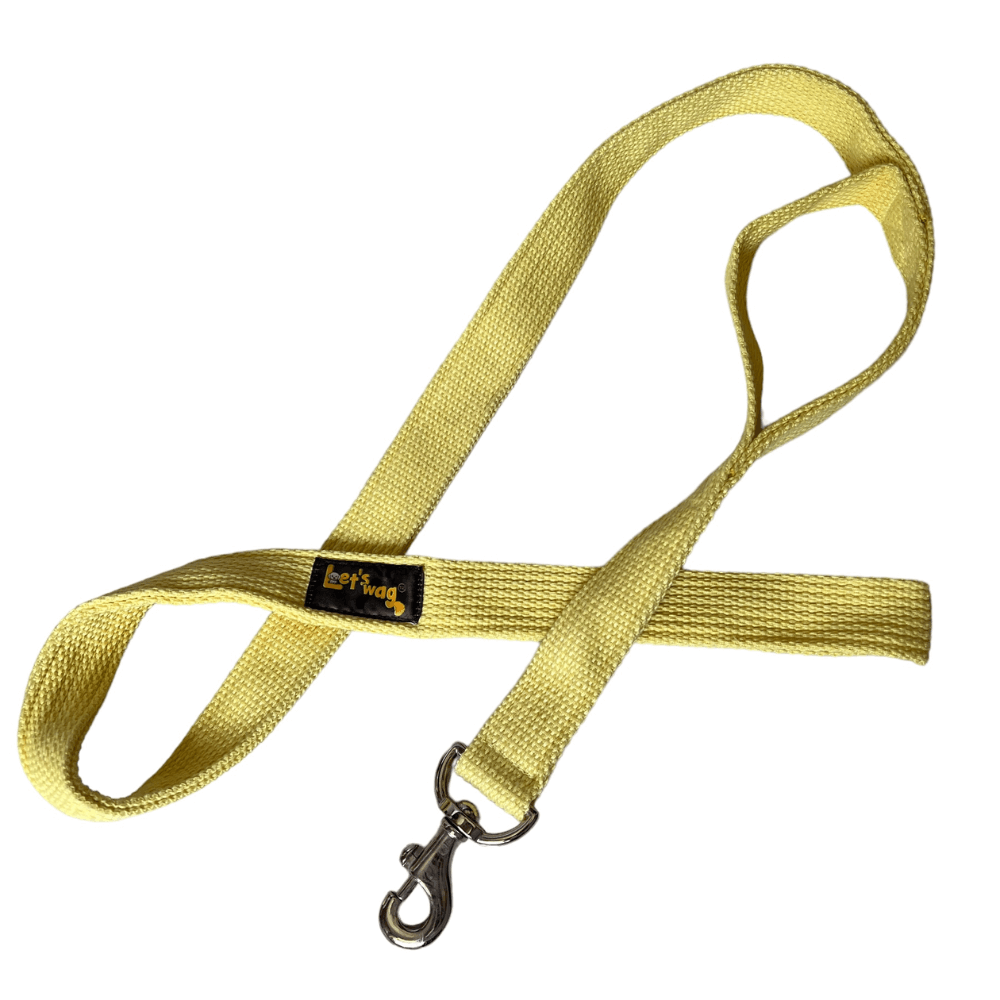 Let's Wag Double Handle Fabric Leash – Yellow
