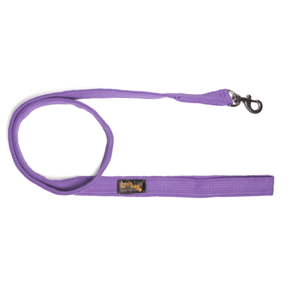 Let's Wag Double Handle Fabric Leash – Purple