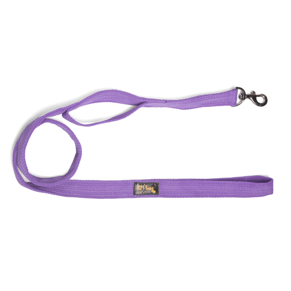 Let's Wag Double Handle Fabric Leash – Purple