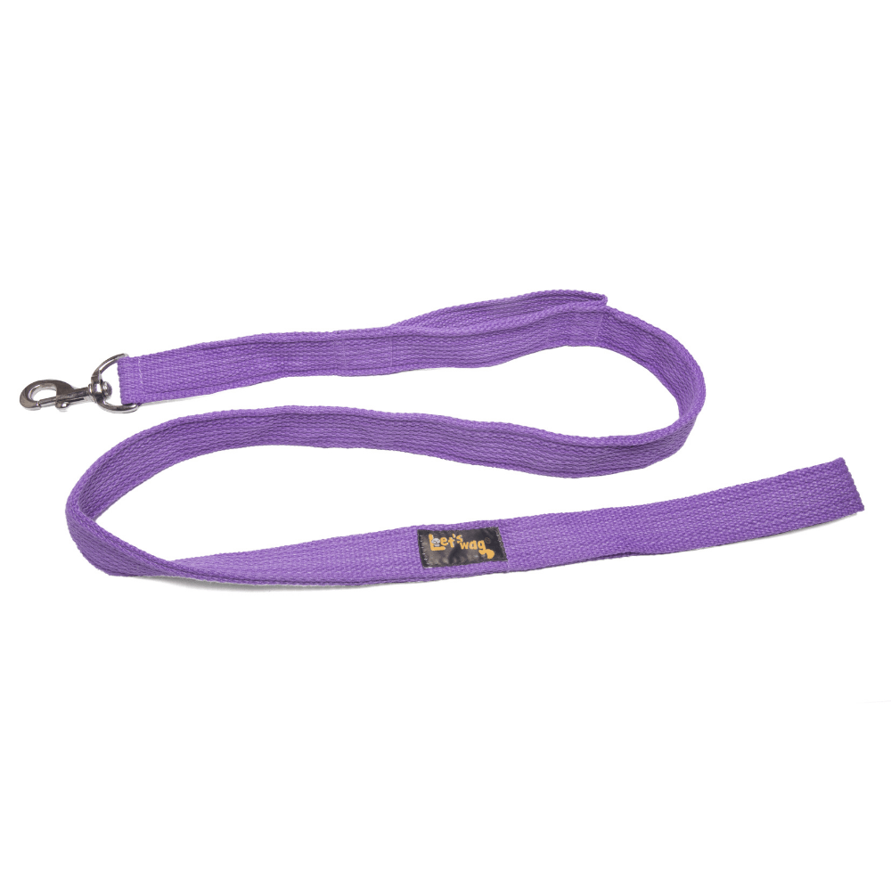 Let's Wag Double Handle Fabric Leash – Purple