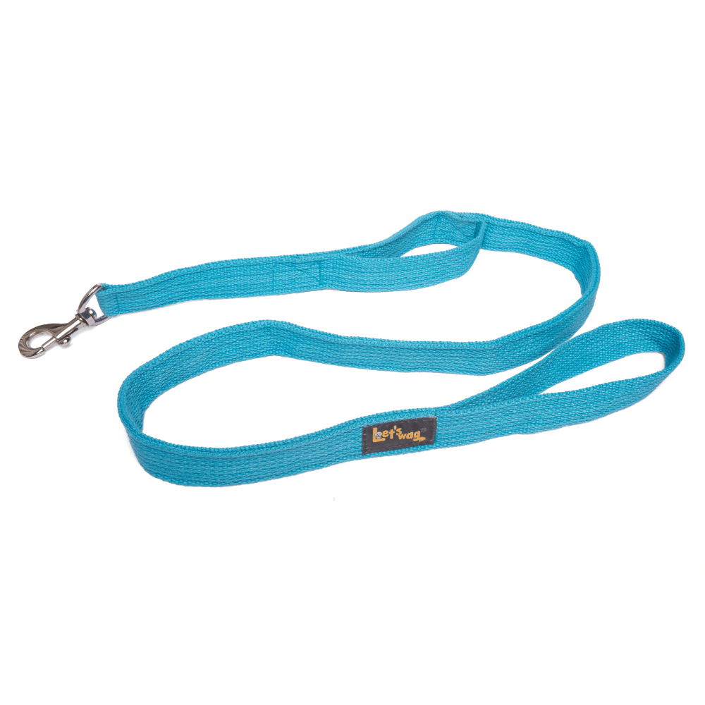 Let's Wag Double Handle Fabric Leash – Cobalt Blue