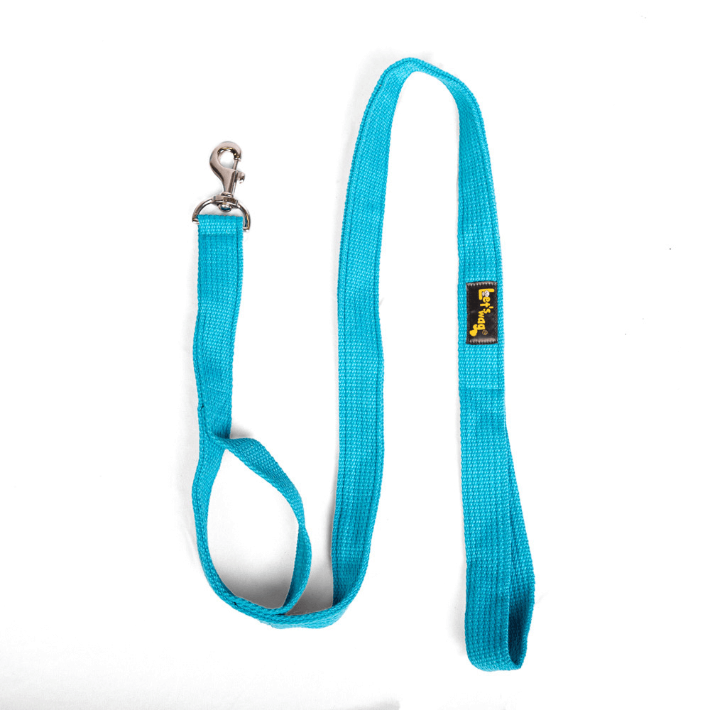 Let's Wag Double Handle Fabric Leash – Cobalt Blue