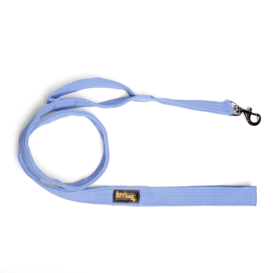 Let's Wag Double Handle Fabric Leash – Sky Blue