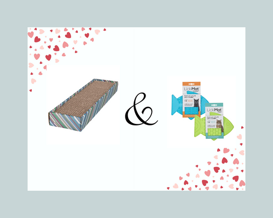 Trixie Scratching Cardboard Lying & LickiMat Casper for Cats(Assorted Color) Combo