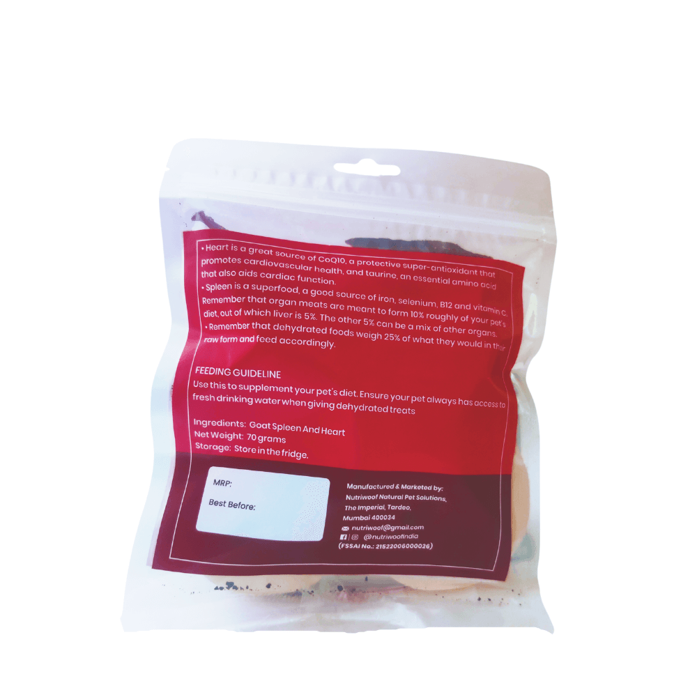Nutriwoof Dehydrated Goat Organ Mix ( Spleen and Heart) - (70 grams)